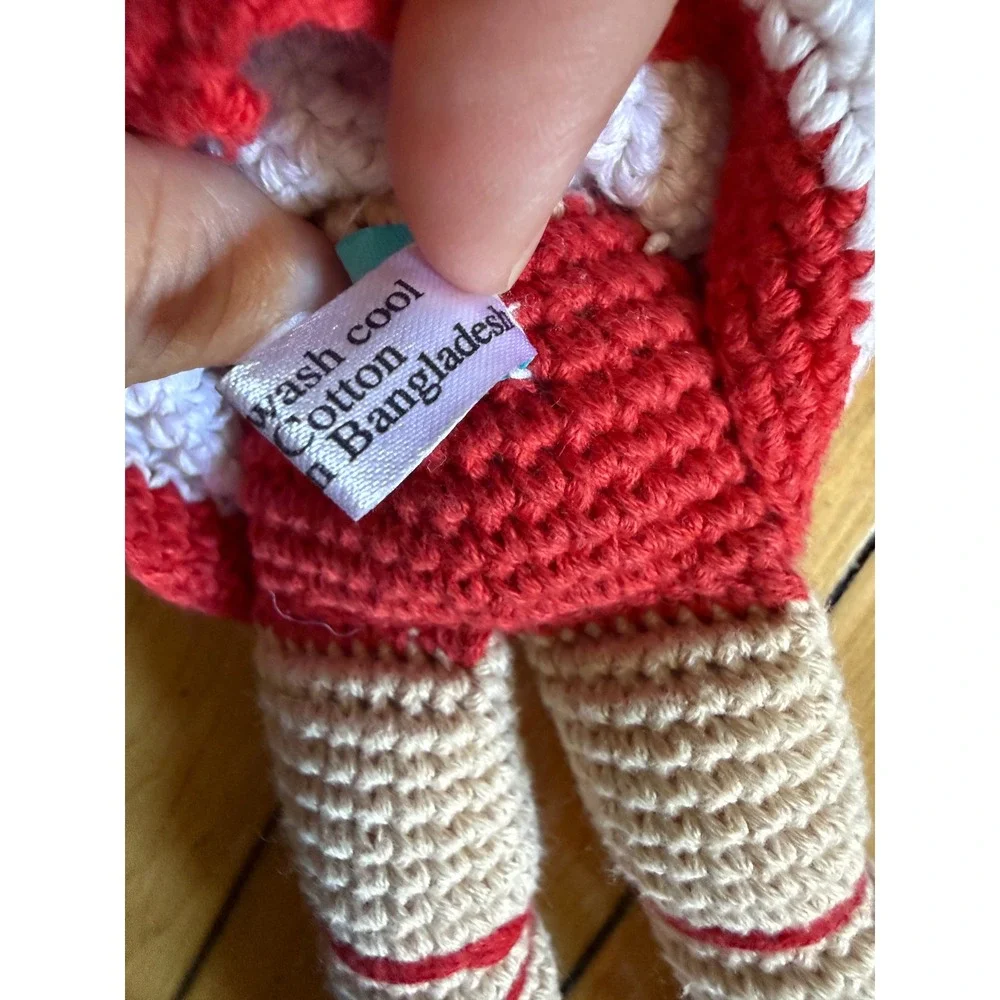 Pebble Child Handmade Crochet Ballerina Doll White Red 100% Cotton Amigurumi 12